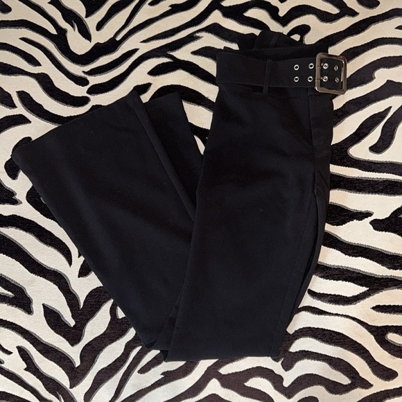 Tiger Mist Pants - Black Flares with Double Prong Belt
